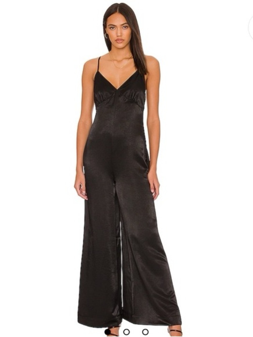 WeWoreWhat Black Satin Slip Jumpsuit